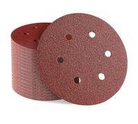 Sztaoip Pack of 100 Sandpaper 150 mm Velcro, Professional Random Orbital Sander Sanding Discs Set with 6 Holes - 20 x 60/80/120/240/320 Grit for Wood, Metal and Paint