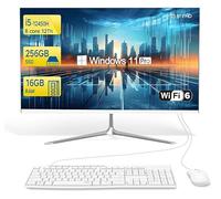 SZTPS 23.8" All-in-One PC, Intel i5-12450H 8-core, 16GB RAM, 256GB SSD, includes wired keyboard & mouse. Pre-installed Windows 11 Pro, ideal for home and office (Flat Panel)