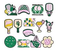 Szukastai Pickleball Decorative PVC Charms Set, Sports Theme Accessories for Shoes Bracelet Wristband Party Favors Gifts Boys Kids Adults, S, Polyvinyl Chloride, No Gemstone
