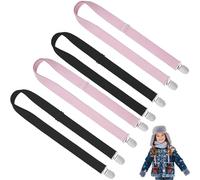 Szuoixe Winter Elastic Long Mitten Clip Stainless Steel Gloves Clips Hat Coat String Clips for Infant Toddler Kids Baby Adults Attachment Straps Connectors 4 Pieces