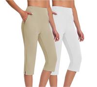 szvbofueck 2 x Capri Trousers, Women's Oversized, Casual Trousers, Summer Yoga Trousers, Short Jogging Bottoms, High Waist Lounge Trousers, Plain Beach Trousers, Lightweight Sweatpants, Stretch