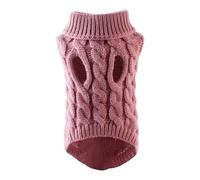 szvbofueck and Winter Clothes Pet Sweater Small and Medium Sized Dog Knitting Cute Pet Costumes Dog Coat Back Length 40 cm (Pink, One Size)
