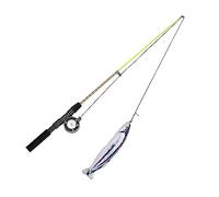 szvbofueck Fishing Rod, Cat Toy, Pulley, Telescopic Fishing Rod, Cat Toy, Manual Reel Design, Lifelike Fish Design, Kicking and Biting (Red+Fishing Rod) (B, One Size)