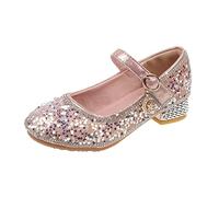 szvbofueck Glitter Shoes Children's Girls Princess Shoes Heel Shoes Glitter with Adjustable Buckle Ballet Shoes Dress Shoes with Sequins Wedding Party Shoes Wedding Shoes Elegant, pink, 13 UK Child