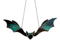 szvbofueck Halloween Bat Stained Glass Suncatcher Window Hanging Acrylic Wall Art Suncatcher Decoration Hanging Chair Black (Multicoloured, One Size)