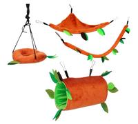szvbofueck Hamster Small Animals Hanging Warm Bed House Natural Wood Chewing Stick Cage Nest Accessories Toy Hanging Tunnel and Swing for Sugar Glider Large Horned (Orange, One Size) Pack of 6