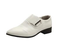 szvbofueck Leather Shoes Men's Suit Shoes Leather Lightweight Breathable Business Shoes Plain Pointed Toe Non-Slip Comfortable Casual Shoes Outdoor Business Formal Moccasin, 38-43 EU, White, 7 UK