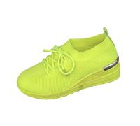 szvbofueck Loafer Women's Sports Shoes Summer Mesh Breathable Thick Sole Trainers Plain Lightweight Comfortable Walking Shoes Outdoor Running Workout Summer Shoes with Laces, 36-41.5 EU, yellow, 8 UK
