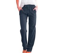 szvbofueck Women's Long Jogging Bottoms with Pockets - Sweatpants Elastic Waistband Harem Trousers High Waist Yoga Trousers Plain Training Trousers Soft Straight Leg Trousers Comfortable Casual