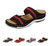 szvbofueck Women's Orthopaedic Mules with Soft Slippers, Lightweight Summer Shoes, Hallux Valgus Slippers, Wedge Heel Slides, Comfortable Slippers, Summer Platform Sandals, Boho Beach Shoes, black, 5