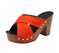szvbofueck Women's Sandals with Heel - Sandals Platform Wedges Slippers Non-Slip Summer Shoes Open Toe Mules Arch Support Heel Shoes Ergonomic Hands Free Slip-ins Sandals, orange, 5 UK