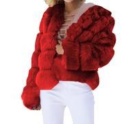 szvbofueck Women's Teddy Jacket, Short, Faux Fur Jacket, Long Sleeve Winter Jacket, Warm Cuddly Jacket, Fashionable Plush Jacket, Comfortable Quilted Jacket, Plain Fleece Jacket, Cuddly Thermal Jacket