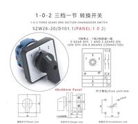 SZW26/LW26-20 20A 660V 4 Screws 1 Phase Terminals 64X64 48X48 Mm Panel Transfer Rotary Universal Changeover Cam Switch(D101.1 1 0 2 48X48mm)