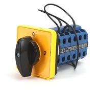 SZW26/LW26-20 D307.5GL 20A 5 Poles Equipment Transfer Manual Selector 3 Positions 1-0-2 Cam Switch 48x48mm Yellow Panel