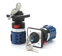 SZW26/LW26-20C YH5.3Y 3 Poles 20A 7 Positions 12 Screws Rotary Cam Changeover Switch With Key