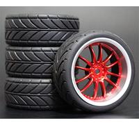 Szwaldaper 4pcs 1/10 RC Soft Rubber Touring Tire Tyre Wheel Rim Rc Car Tyres(9048-6086)