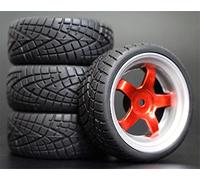 Szwaldaper 4pcs 1/10 RC Soft Rubber Touring Tire Tyre Wheel Rim Rc Car Tyres(9050-8001)