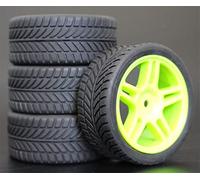 Szwaldaper 4pcs 1/10 RC Soft Rubber Touring Tire Tyre Wheel Rim Rc Car Tyres(905G-6085)