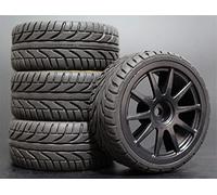Szwaldaper 4pcs 1/10 RC Soft Rubber Touring Tire Tyre Wheel Rim Rc Car Tyres(910B-8002)