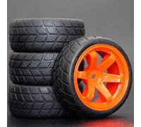Szwaldaper 4Pcs 26mm Rubber RC Tyres Wheel Rims Hex 12 1:10th, for HSP, for HPI, Sprint 2 Drift RS4 On Road 4WD Rc Car Tyres(704-6083)