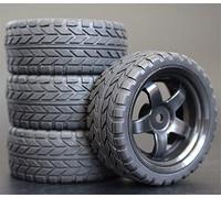 Szwaldaper 4Pcs 26mm Rubber RC Tyres Wheel Rims Hex 12 1:10th, for HSP, for HPI, Sprint 2 Drift RS4 On Road 4WD Rc Car Tyres(6030-6017)