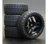 Szwaldaper 4Pcs 26mm Rubber RC Tyres Wheel Rims Hex 12 1:10th, for HSP, for HPI, Sprint 2 Drift RS4 On Road 4WD Rc Car Tyres(1034-6017)