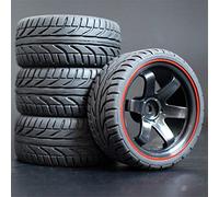 Szwaldaper 4Pcs 26mm Rubber RC Tyres Wheel Rims Hex 12 1:10th, for HSP, for HPI, Sprint 2 Drift RS4 On Road 4WD Rc Car Tyres(701A-8002)