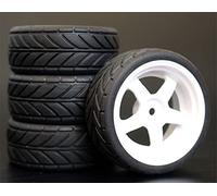 Szwaldaper 4Pcs 26mm Rubber RC Tyres Wheel Rims Hex 12 1:10th, for HSP, for HPI, Sprint 2 Drift RS4 On Road 4WD Rc Car Tyres(6034-6086)