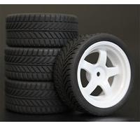 Szwaldaper 4Pcs 26mm Rubber RC Tyres Wheel Rims Hex 12 1:10th, for HSP, for HPI, Sprint 2 Drift RS4 On Road 4WD Rc Car Tyres(6034-6085)