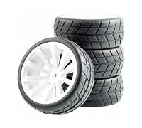 Szwaldaper Flat Racing Tires Wheel, for HSP, for HPI, 1:10 On-Road Car RC 601-6083 Offset 6mm Rc Car Tyres(White Wheel)