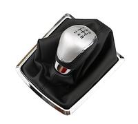 Szwaldaper MT 5/6 Speed Gear Shift Knob for Ford, for Focus, 2 MK2 FL C-MAX 06-11 MK3 MK4, for Galaxy, Lever Gaiter Boot Leather Cover Gear Shift Knob(5 Silver with Dust)