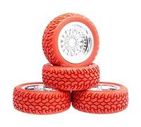 Szwaldaper Plating ABS Wheel Rally Tires Offset 6mm, for HSP, 1:10 On-Road Rally Car RC 2084-8019 Rc Car Tyres(Red)