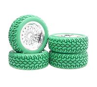 Szwaldaper Plating ABS Wheel Rally Tires Offset 6mm, for HSP, 1:10 On-Road Rally Car RC 2084-8019 Rc Car Tyres(Green)