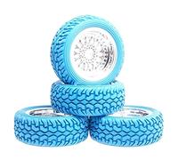Szwaldaper Plating ABS Wheel Rally Tires Offset 6mm, for HSP, 1:10 On-Road Rally Car RC 2084-8019 Rc Car Tyres(Blue)