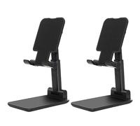 szwilnis 2 Pcs Folding Cell Phone Stand, Fully Adjustable Angle Height Phone Stand for Desk, Foldable/Portable Desktop Phone Holder Compatible with All Phone 14 13 12 11 Smartphones (Black and Black)