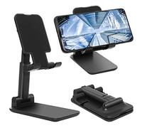 szwilnis Cell Phone Stand, Folding Desktop Phone Stand, Angle Height Adjustable Mobile Phone Holder for Desk, Office, Tablet Stand Compatible with All Phones 4-10 Inches Cell Phone/Tablet (Black)