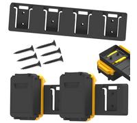SZWJT-LV Battery Rack Compatible with DeWalt 20V Battery Holder, Mount 4 Slot Bulk Battery Garage Tool, Tools for Dewallt 20v, Wall Display Hook Holder (Black 1pc)