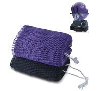 SZWLJ 2PCS Black&Deep Purple African Net Sponge, Exfoliating Bath Sponge for Shower Scrub, Nylon Back Scrubbers with Knots, Stretch Length to 45 inch, Deep Cleaning Body Care Accessories