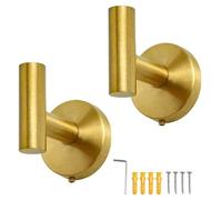 SZWLJ 2PCS Golden Bathroom Towel Hook, 304 Stainless Steel Wall Hooks & Door Hooks, Heavy Duty 10kg Capacity, Screw in Metal Coat Hooks for Doors, Walls, Kitchen, Bathroom, Cupboards, Office