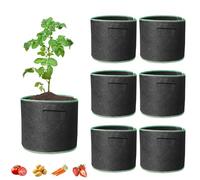 SZWLJ 6 Pack 3 Gallon Black Potato Grow Bags | With Extended Handle for Greenhouse & Outdoor Plants Tomato, Shrubs, Strawberry, Potato, Flowers, Carrot, Vegetables