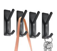 SZWLJ Self Adhesive Towel Hook Black 4PCS Aluminium Alloy No Drill