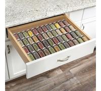 SZWQILIN Spice Drawer Organizer,Spice Rack Drawer for Kitchen, 4 Tier Acrylic Drawer Spice Organizer for Jars and Packets,Expandable From 13" to 26" 8 Pack (black)