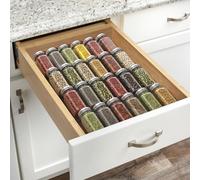 SZWQILIN Spice Drawer Organizer, Spice Rack Drawer for Kitchen, 4 Tiers Expandable Adjustable Splittable Spice Organizer Tray Insert,Expandable From 13" to 26" (4Pcs x 13 inch Width,Black)