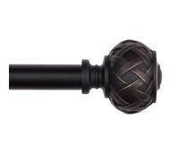 SZXIMU 182-365cm Extendable Curtain Rod, Black Drapery Pole | 72-144" adjustable curtain rod for Windows, sturdy metal holds 30 lbs, elegant netted texture finials, easy installation