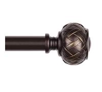 SZXIMU 182-365cm Extendable Curtain Rod, Brown Drapery Pole | 72-144" adjustable curtain rod for Windows, sturdy metal holds 30 lbs, elegant netted texture finials, easy installation