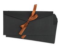 SZXMDKH 10 Pack Black Kraft Paper Envelopes Retro with Ribbons Gift Card Wedding Invitation Greeting for Handmade Invitations Letters Birthday or Festival Cards