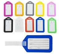 SZXMDKH 10 Pcs Luggage Tags, 3.3x1.9 Inches Plastic Luggage Identifiers with Lanyard, Name Tags Travel Accessories, Waterproof ID Tags Airplane Suitcase Labels( 10 Colors), xlbq001