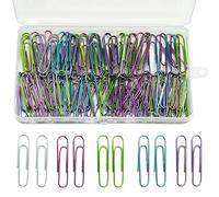 SZXMDKH 100 Pcs Large Paper Clips, 2 Inch Coloured Metal Paperclips Paper Clamps with Box for School, Office Stationery Document(50mm, Assorted Color)