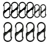 SZXMDKH 10PCS S Small Carabiner Keyring Clip, 3 Sizes Dual Spring Opening Keychain Clip S Ring Locking Carabiner Buckle Double Clip Hook for Outdoor Hiking Fishing Camping