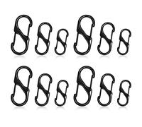SZXMDKH 12PCS S Carabiner Keyring Clip, 3 Sizes Dual Spring Opening Keychain Clip, S Ring Locking Carabiner Buckle Double Clip Hook for Outdoor Hiking Fishing Camping